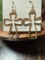 Metal Hollow Cross Earrings
