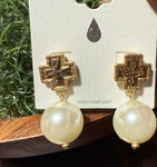Metal Cross Featuring Pearl Ball