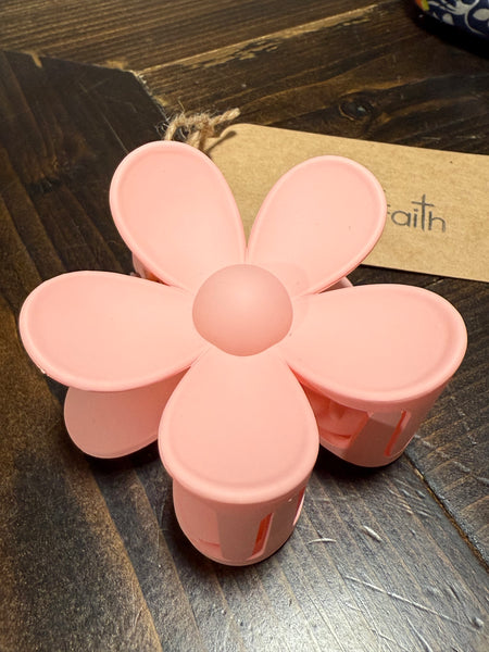 Pink Flower Hair Clip