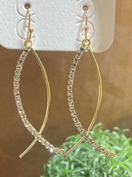 Rhinestone Studded Drop Earrings