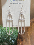 Silver Oblong Cross Drop Earrings