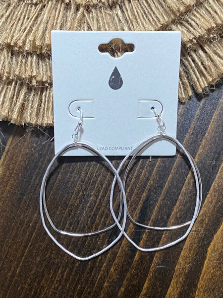 Silver Tone Metal Drop Earrings