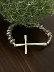 Stretch Bracelet with Silver Metal Cross