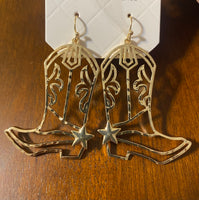 Metal Cowboy Boot Outline Earrings