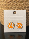 Orange & White Paw Print Earrings