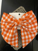 Orange & White Checkered Bow