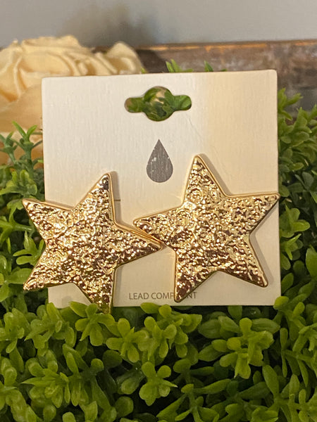 Large Gold Star Earrings