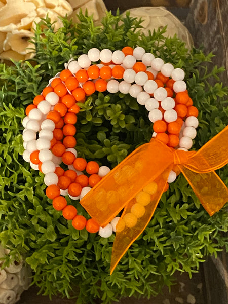 Orange & White Beaded Set of Bracelets