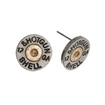 Silver Shotgun Shell Stud Earrings