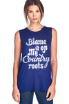 Navy Blame It On My Country Roots Tank Top