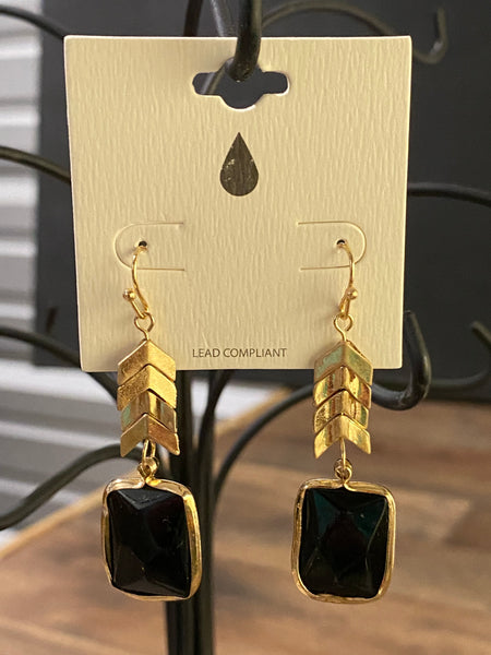 Black and Gold Chevron Earrings