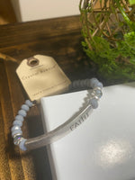 "Faith" Gray/Silver Beaded  Bracelet