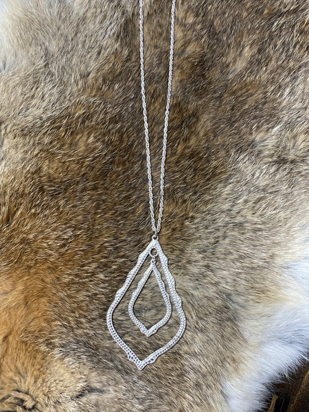 Long Necklace with Metal Nesting Pendant
