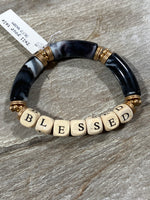 Acrylic Tube Bracelet With "Blessed" Beads