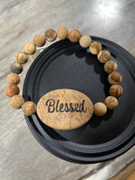 Natural Stone "Blessed" Beaded Bracelet
