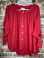 Solid Maroon Button Down Blouse