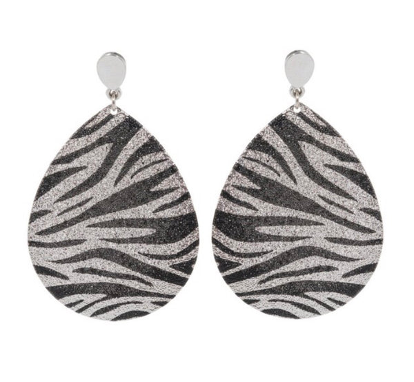 Zebra Print Teardrop Earrings