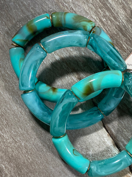 Turquoise Acrylic Tube Bracelet Set